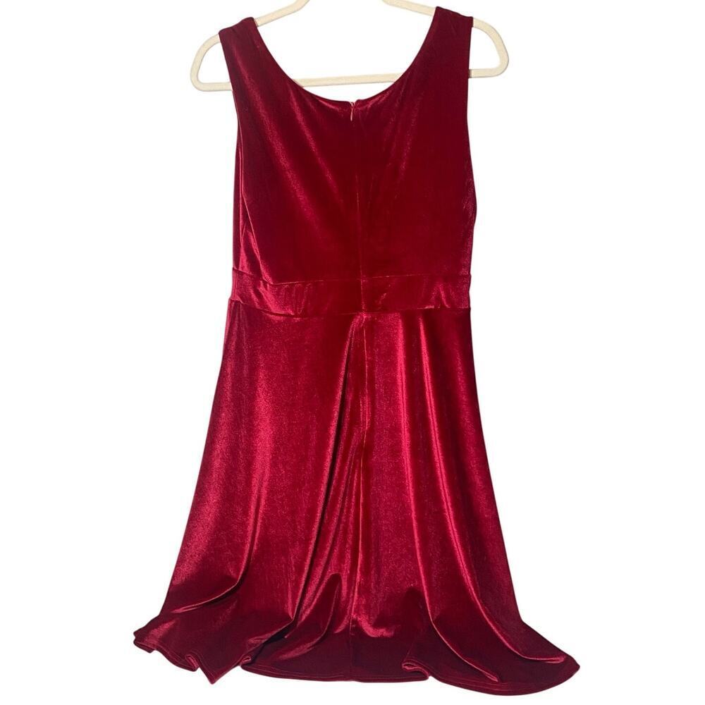 GRACE KARIN Red Velvet Dress, Sleeveless V-line, Flared A-Line, Zip, Midi, Large - Picture 2 of 12